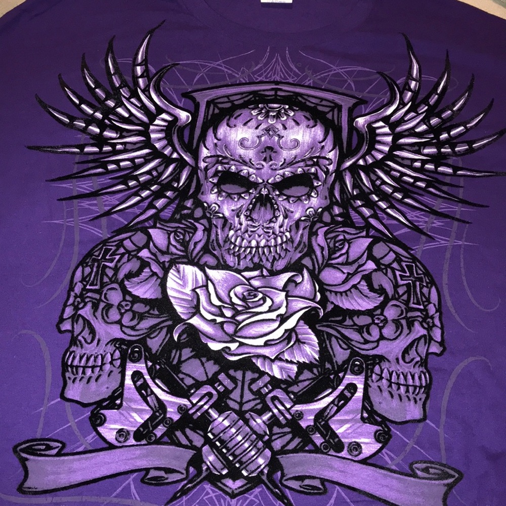 Purple Skull/Tattoo Print Tee